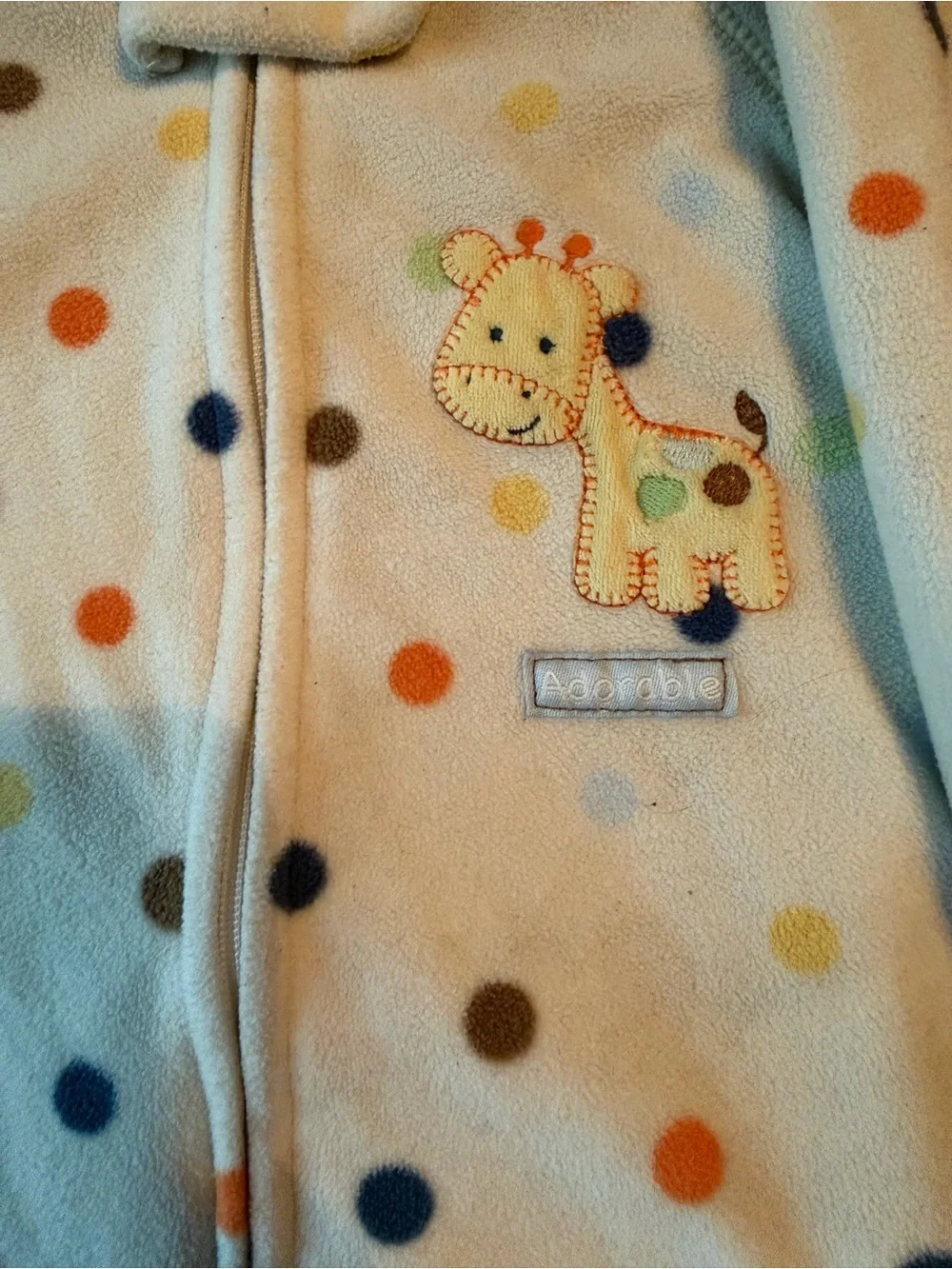 Carter's Cream Polka Dot Sleep Sack with Giraffe Applique 0-9M